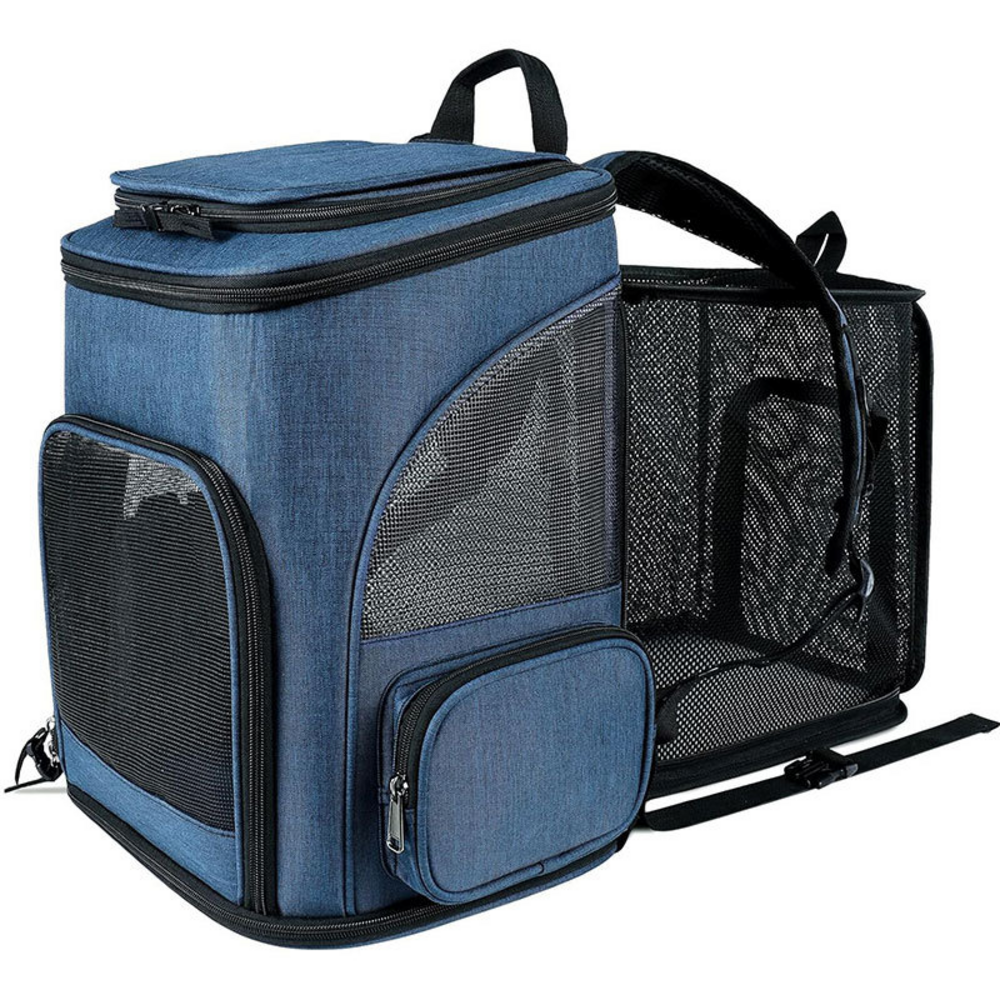 Sac à dos pour chat mcboson bleu - extensible, grande capacité, pliable