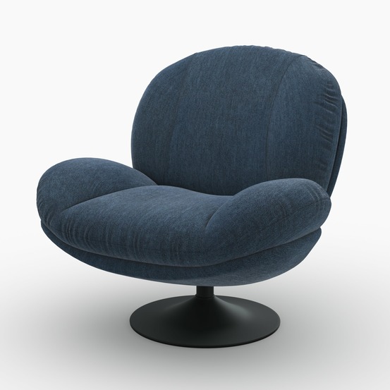 Ricci-fauteuil pivotant en tissu effet velours bleu nuit