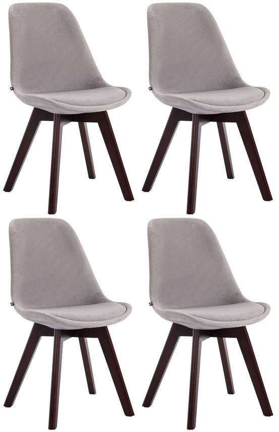 Lot de 4 chaises visiteurs borneo v2 velours noyer