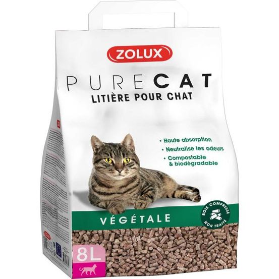 Litière végétale nature purecat 8 litres