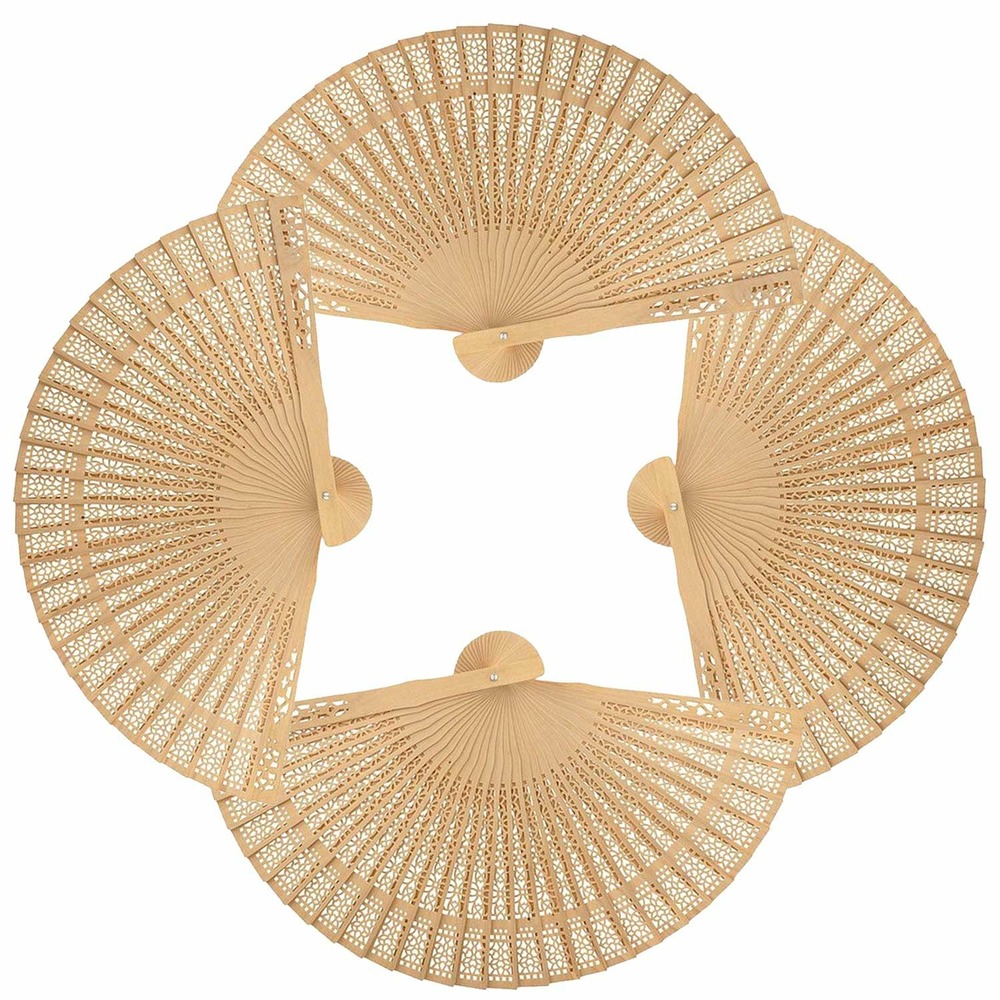 4 éventails en bois naturel à décorer 20 cm