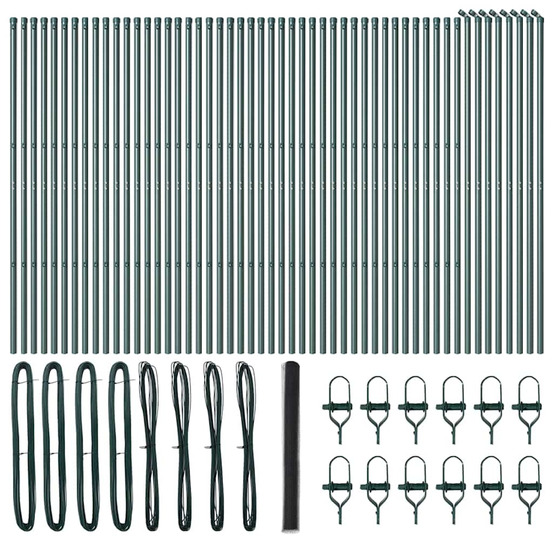 Clôture avec poteaux gris 1,5 x 100 m acier recouvert de pvc