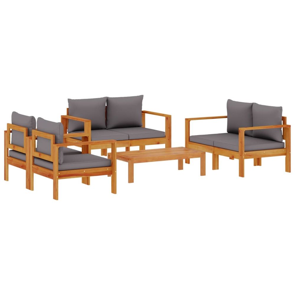 Salon de jardin avec coussins 5 pcs bois d'acacia solide