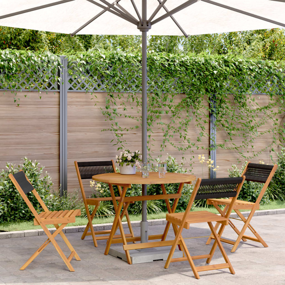 Ensemble à manger de jardin 5pcs noir polypropylène bois massif