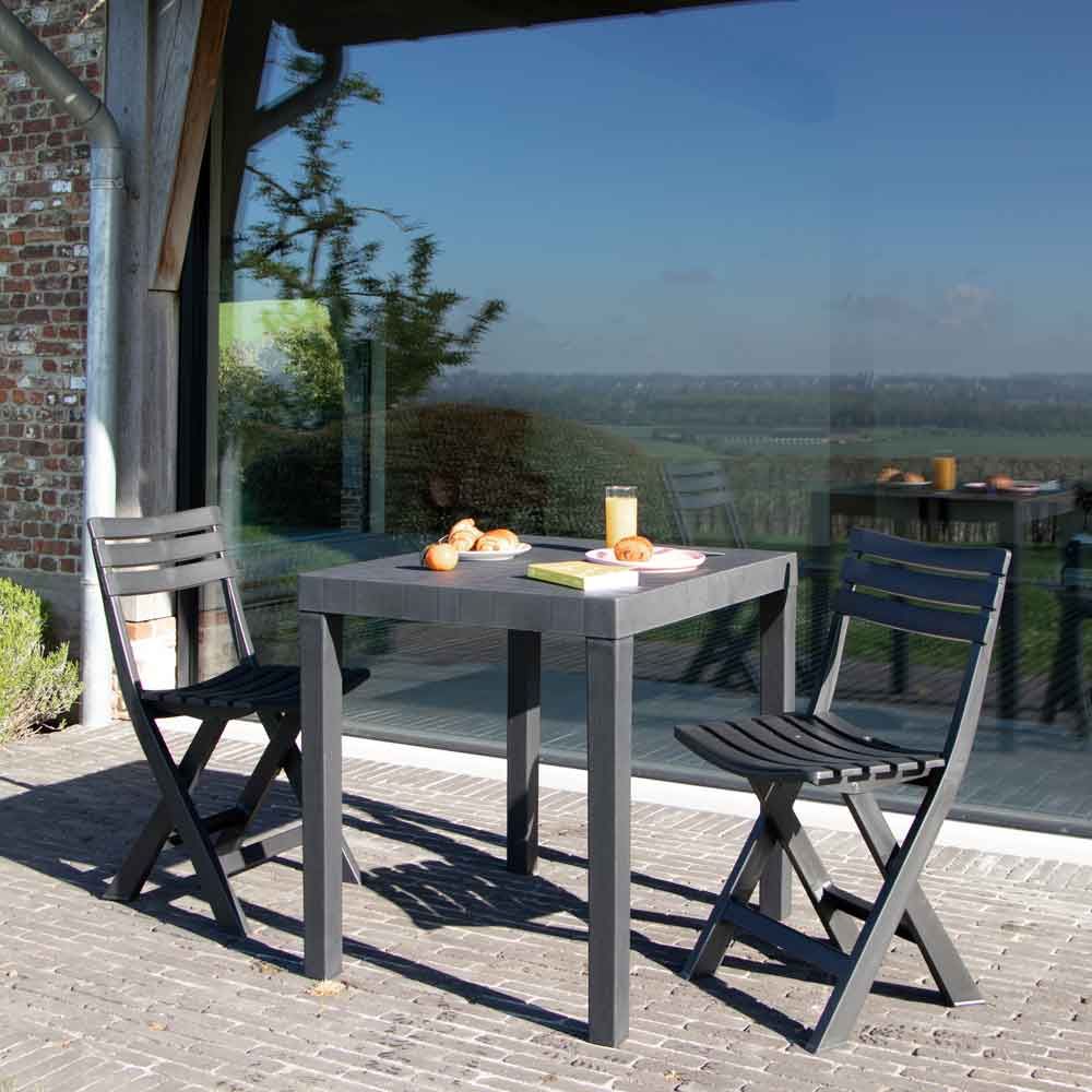 Salon de jardin en résine anthracite 2 places club