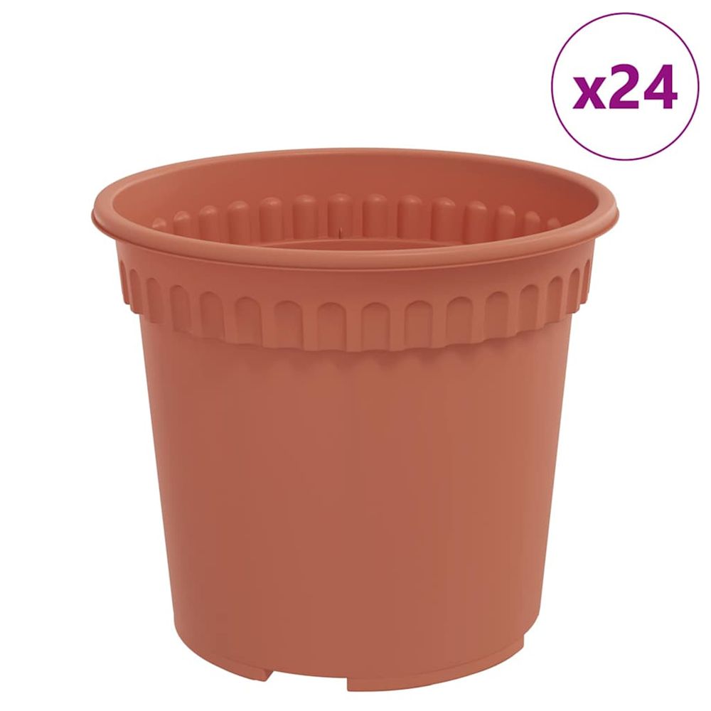 Pot à fleurs rond 24 pc rouge brique ø 15 x 12 cm plastique