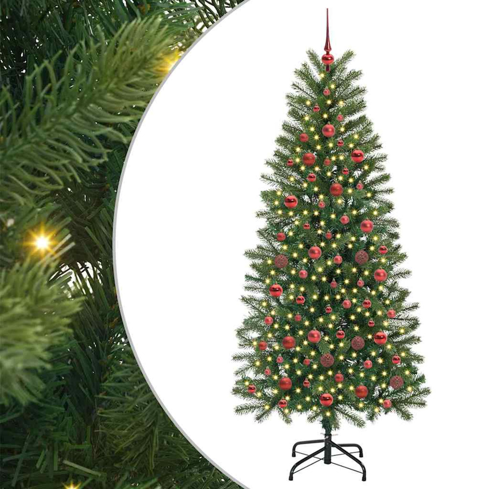 Sapin de noël artificiel avec 300 led vert 180 cm pe et pvc