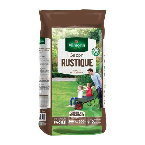 Semences de gazon vilmorin - rustique sac de 5kg - pérenne, dense, robuste et esthétique