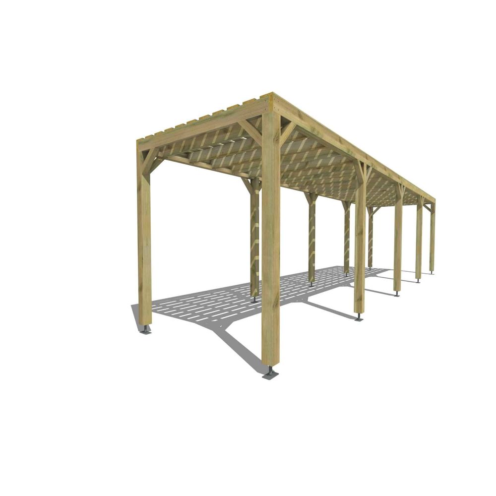 Pergola bois • 10m x 2m • indépendante • sens profondeur • platelage bois • livraison comprise