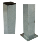 Poteau acier carré avec base : 8×8×150cm incl. 1 cache-poteau