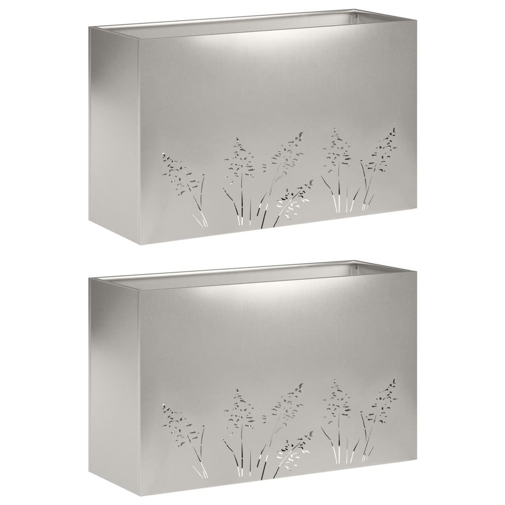 Cache-pot de jardin 2 pc argenté 80 x 20 x 49 cm