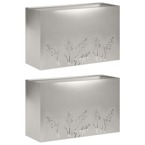 Cache-pot de jardin 2 pc argenté 80 x 20 x 49 cm
