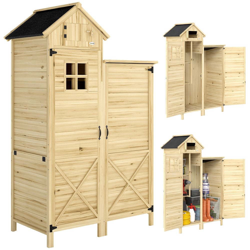 Abri de jardin bois sapin rangement terrasse toit asphalte 106x57x167cm naturel - comfortxl outdoor living