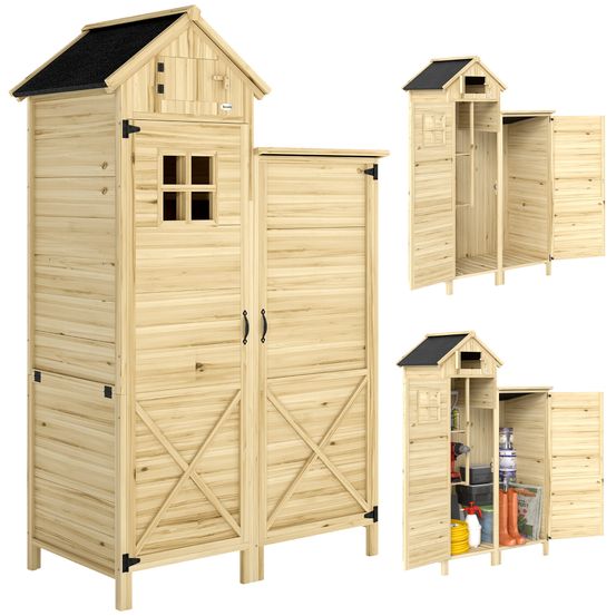 Abri de jardin bois sapin rangement terrasse toit asphalte 106x57x167cm naturel - comfortxl outdoor living