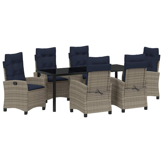 Ensemble de salle à manger pour jardin 7 pcs gris polyrotin