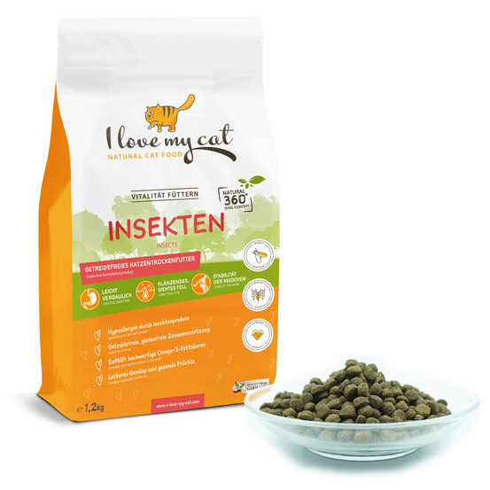 Nourriture hypoallergénique pour chat avec protéines d'insectes - 1,2 kg