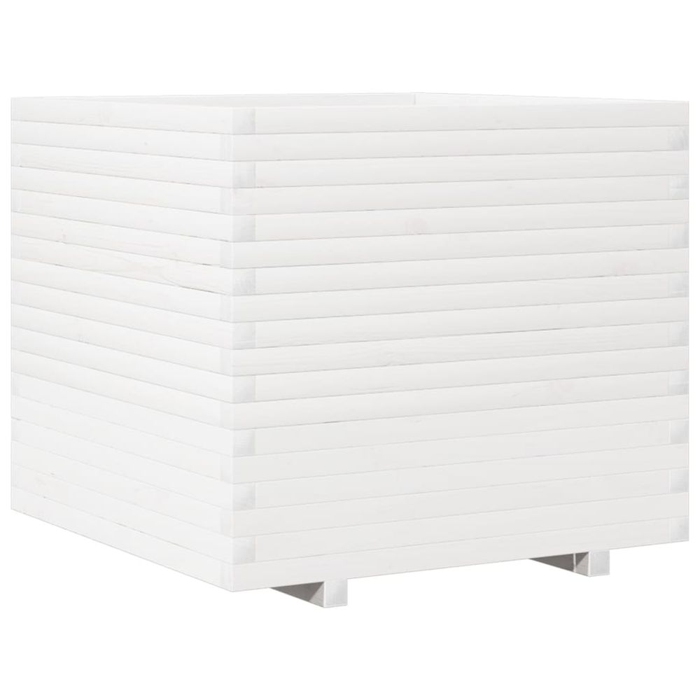 Jardinière blanc 80x80x72 cm bois de pin massif