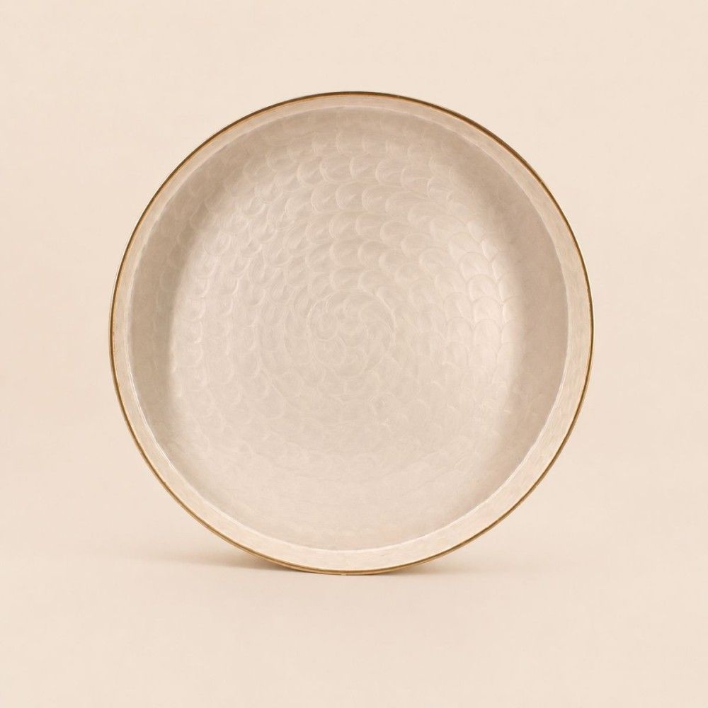 Plateau en métal doré aspect nacré 46cm