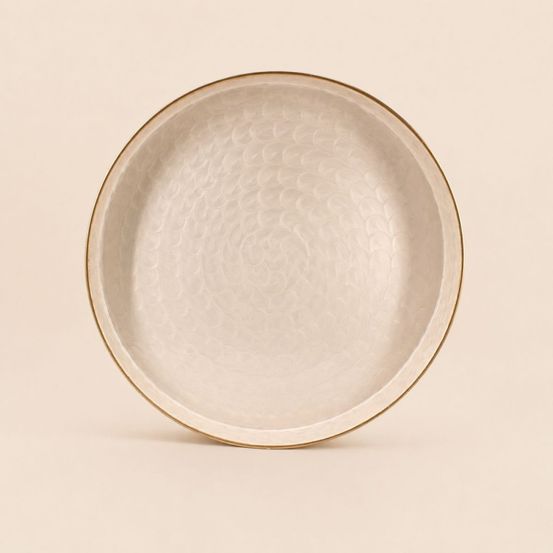 Plateau en métal doré aspect nacré 46cm