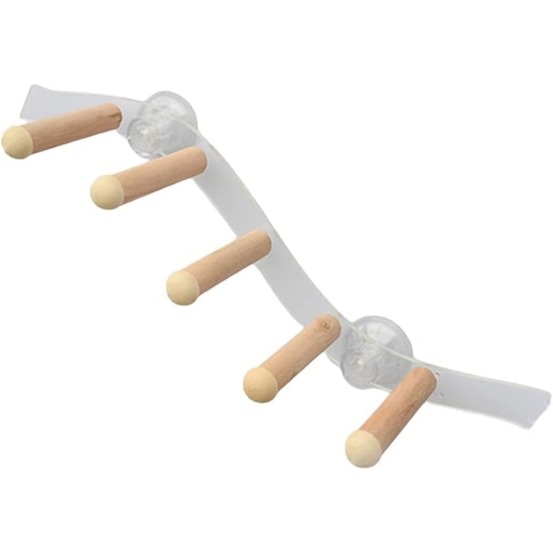 Ventouse perche en bois pour perroquet cage jouet