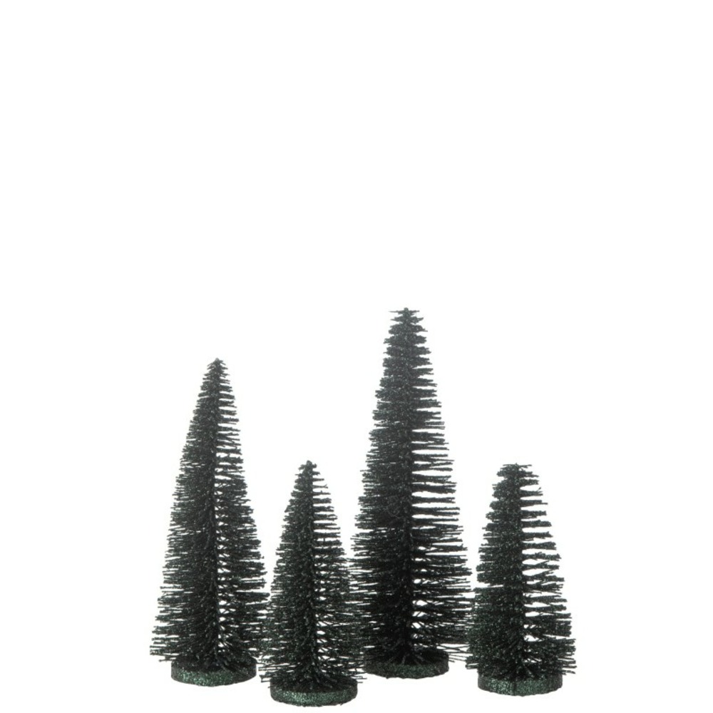 Boite de 4 sapins de noël artificiel en plastique vert h.9 à 15 cm h15