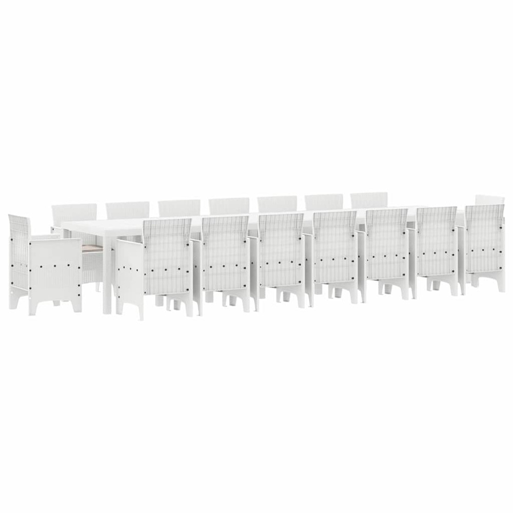 Ensemble de salle à manger de jardin avec coussins 17 pcs blanc