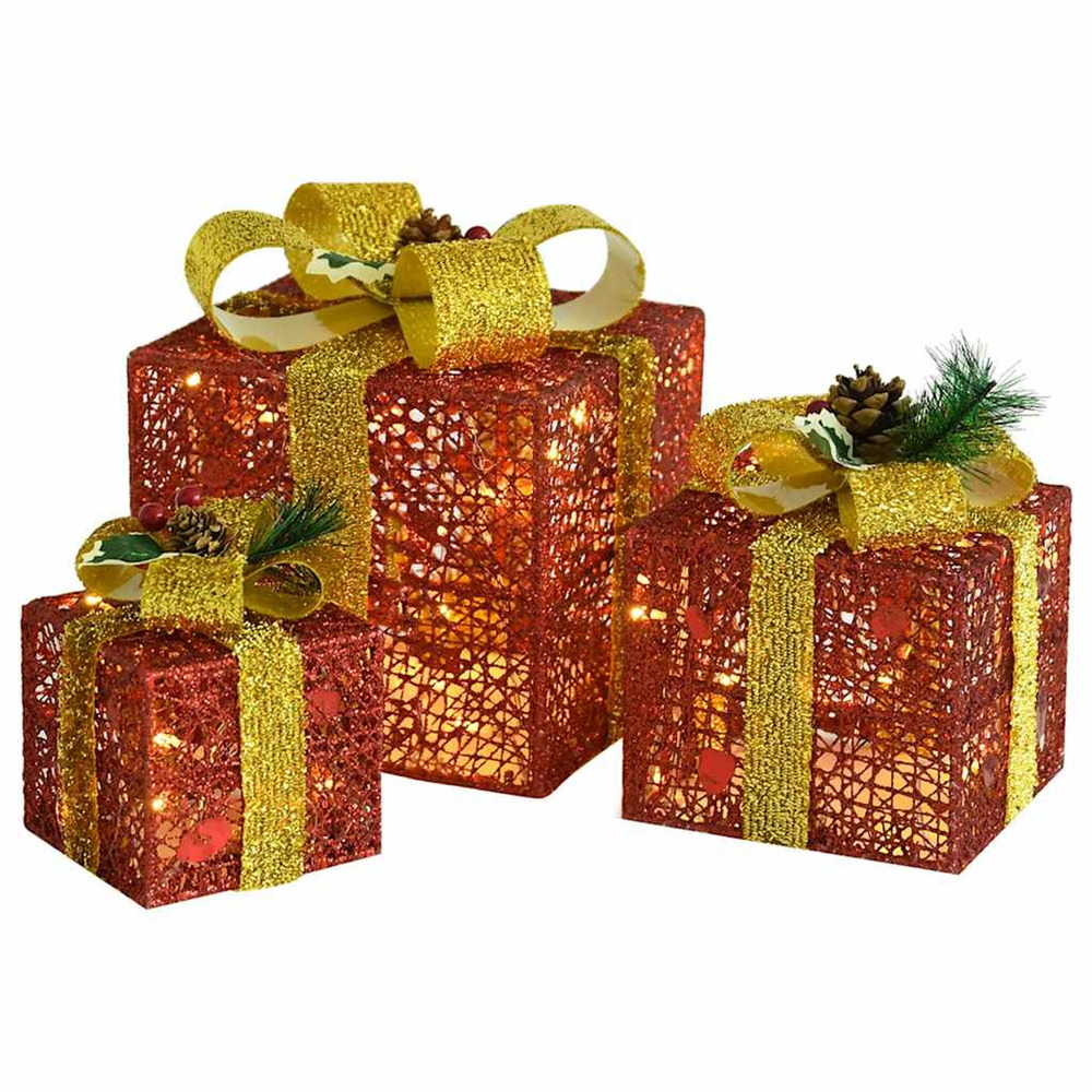Boîtes-cadeaux de noël décoratives 3 pcs extérieur intérieur