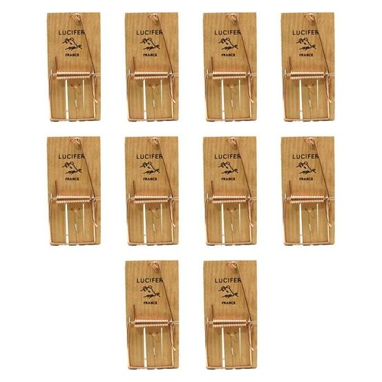 Lot de 10 tapettes à rat en bois 170 x 75 mm