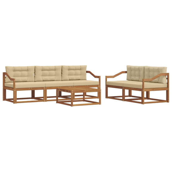 Ensemble de canapés d'extérieur 6 pcs naturel et beige