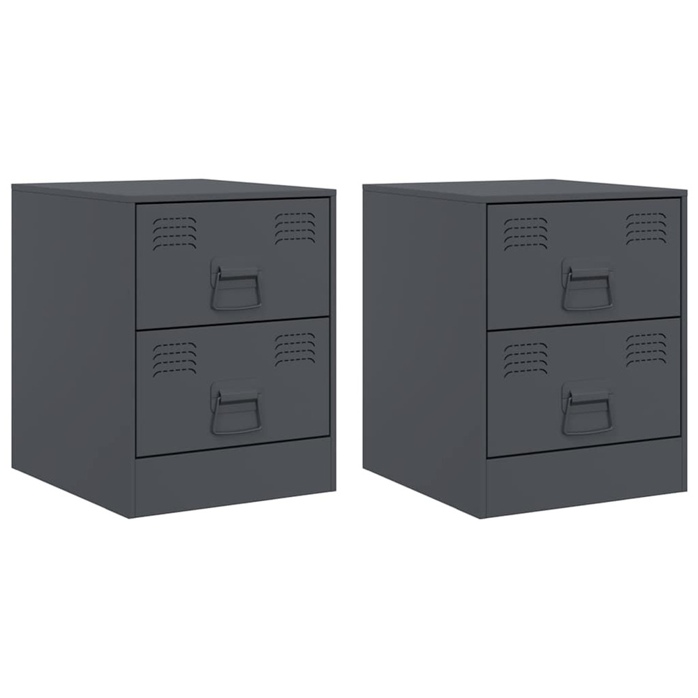 Tables de chevet 2 pcs anthracite 34,5x39x44 cm acier