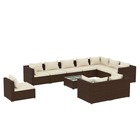 Salon de jardin meuble d'extérieur ensemble de mobilier 11 pièces avec coussins résine tressée marron