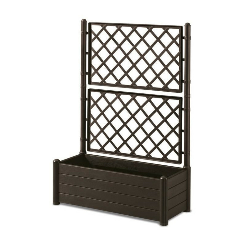 Stefanplast bac a fleurs rectangulaire avec treillis - finition en bois - 100 x 43 x h 142 cm - 80 l - moka