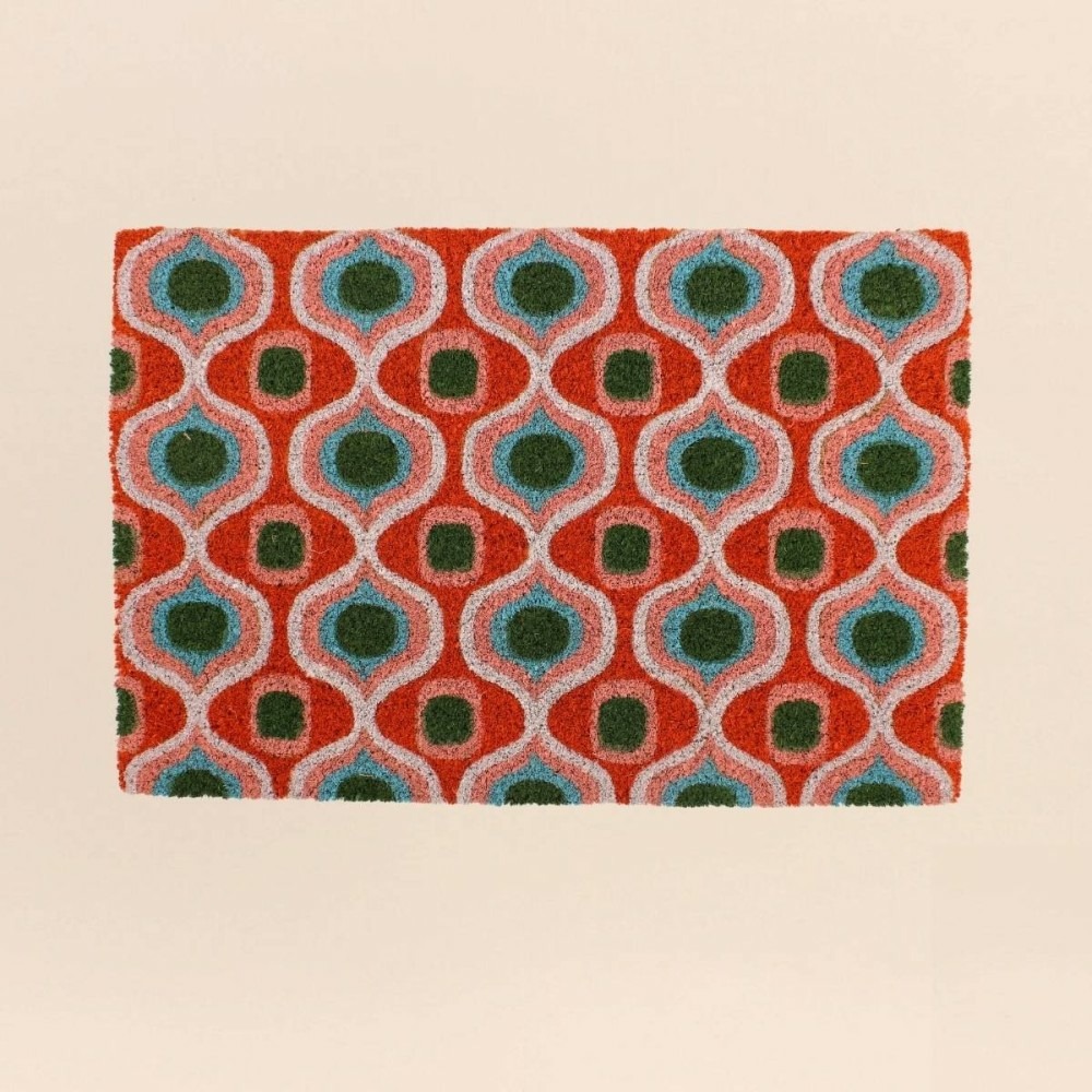 Paillasson coco motifs géométriques rouges 40x60cm