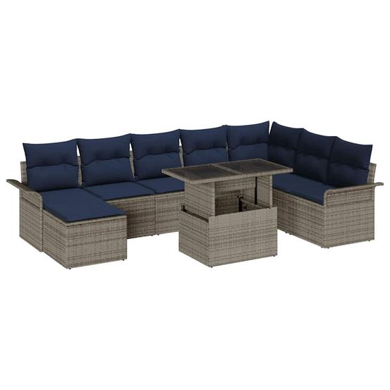 Ensemble de canapé de jardin 9 pc gris polyrotin