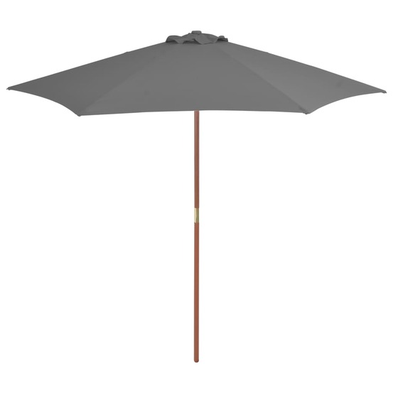 Parasol d'extérieur avec mât en bois 270 cm anthracite
