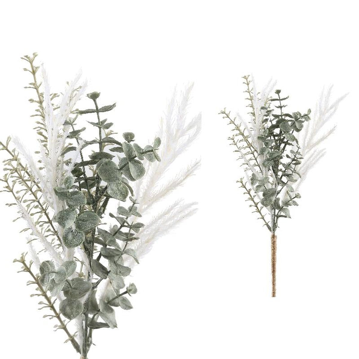 Ptmd branche artificielles eucalyptus - 34x15x25 cm - plastique - blanc