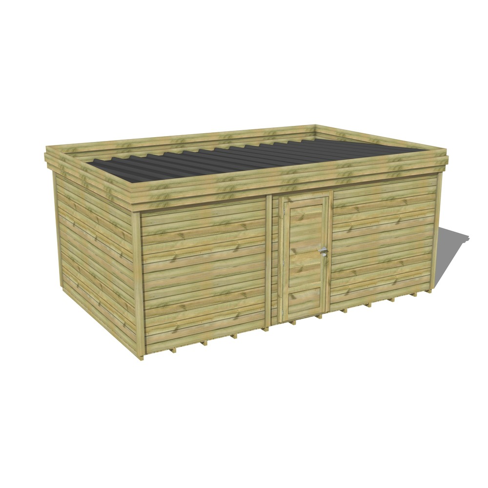 Abri de jardin bois pin traité autoclave 27mm - 5,99x3,44m / 21m2 - bac acier - plancher bois