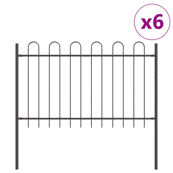 Clôture de jardin avec sommet en arc, grise, 10,2 x 1,2 m en acier