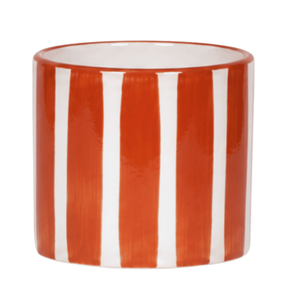 Cache-pot painted stripe orange - ø12 cm x h12 cm