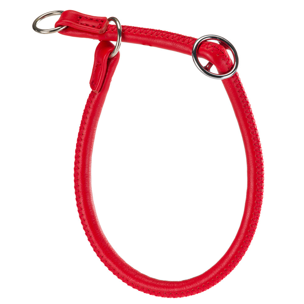 Collier semi-étranglé pour chiens vogue cs10/50, cuir véritable, ajustable, rouge