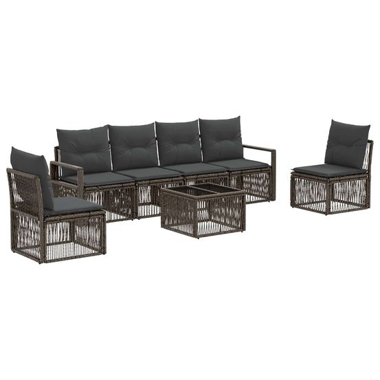 Ensemble de canapé de jardin 7 pc gris polyrotin