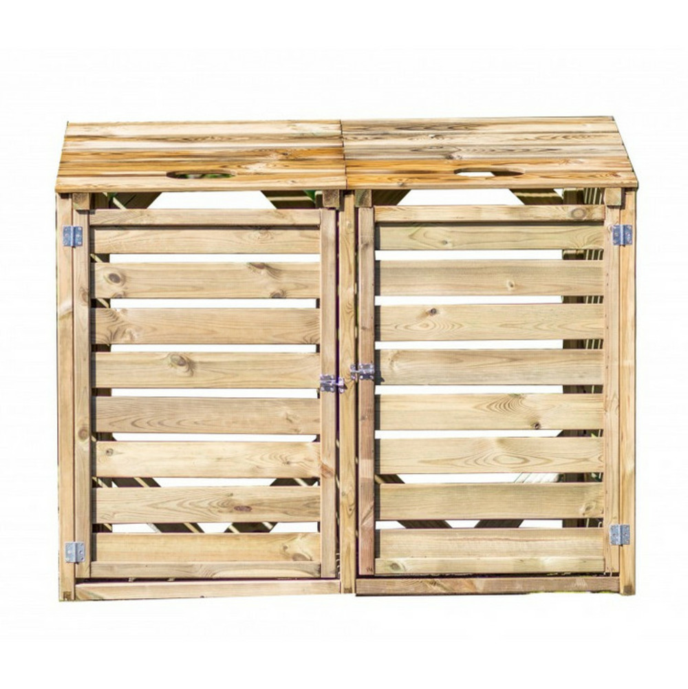Cache poubelle double 150x90x120cm bois - cp15090