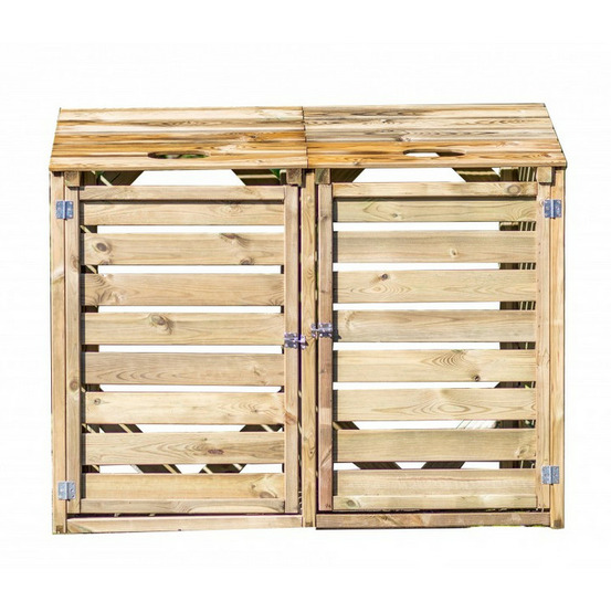 Cache poubelle double 150x90x120cm bois - cp15090