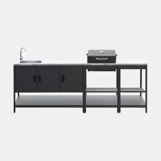 Cuisine extérieure naxos 3 modules acier inoxydable avec barbecue au charbon