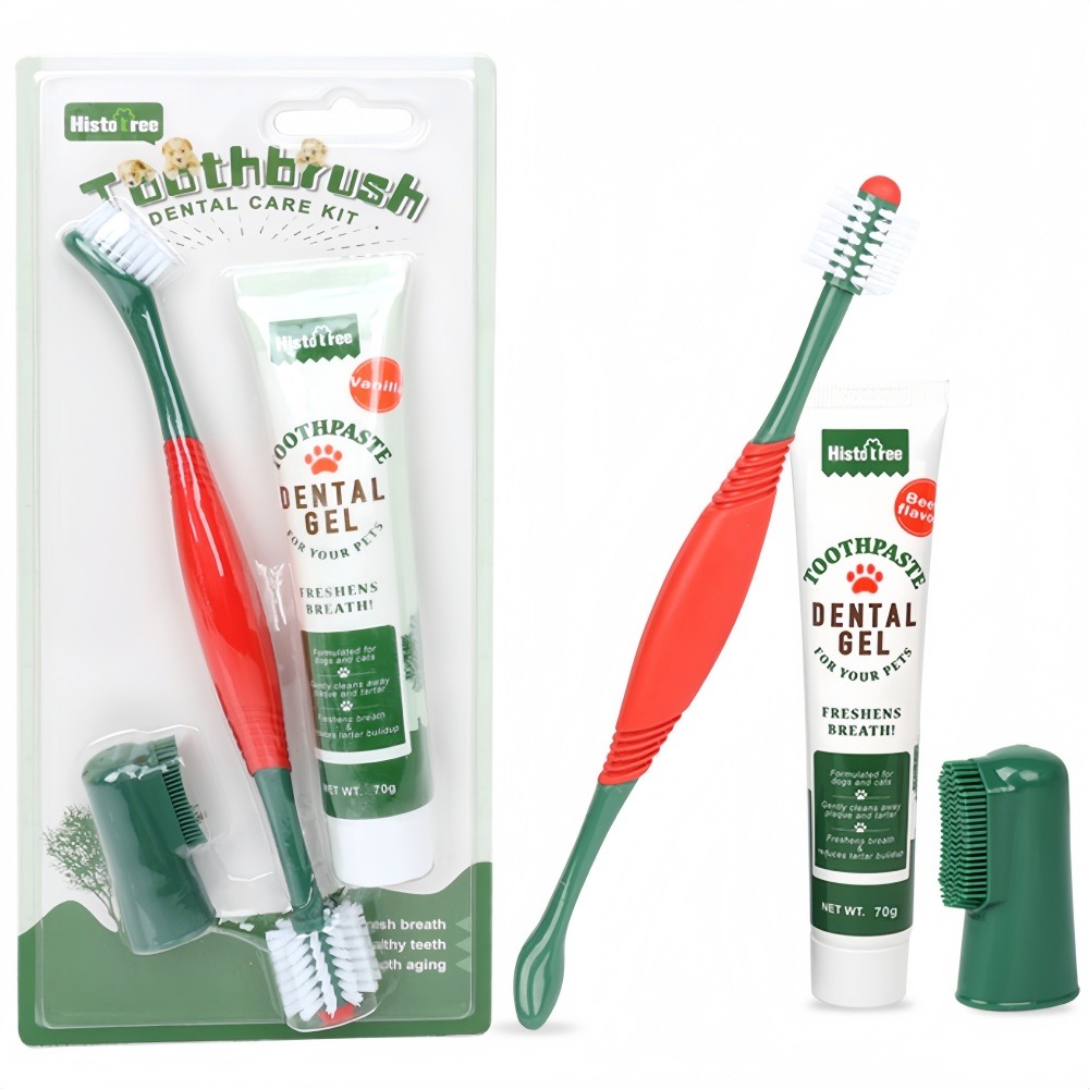 Brosses à dents dentifrice pour animaux saveur de bœuf-brosse à dents et dentifrice pour chien-hygiène bucco-dentaire-70g