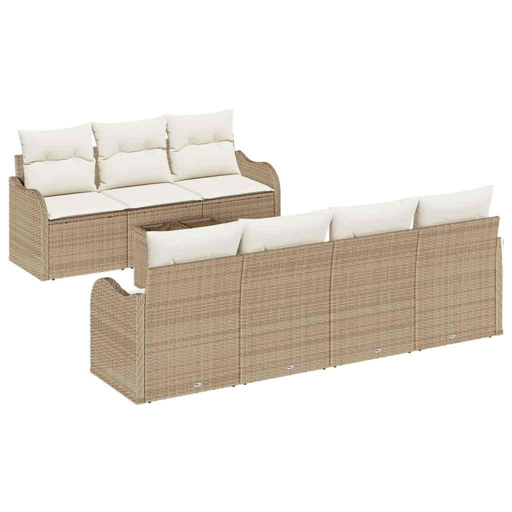 Ensemble de canapé de jardin beige 55 x 55 x 37 cm polyrotin