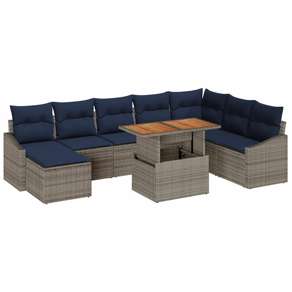 Ensemble de canapé de jardin 9 pcs gris poly rotin