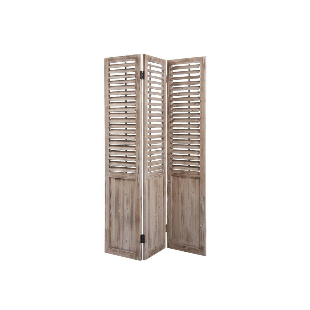 Paravent 3 panneaux en bois vieilli