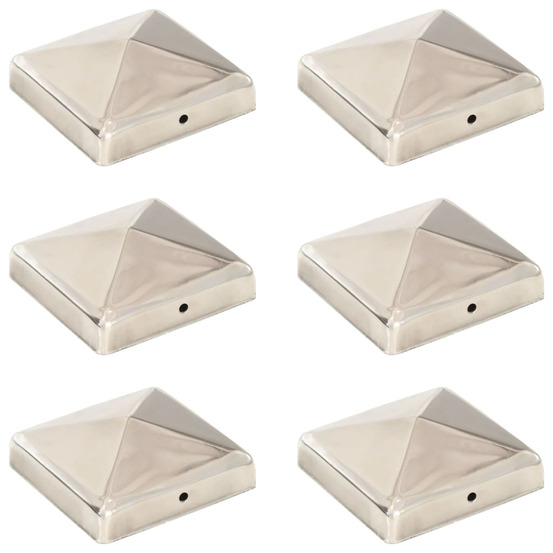 Bouchons de poteau de clôture pyramidaux 6 pcs inox 91x91 mm