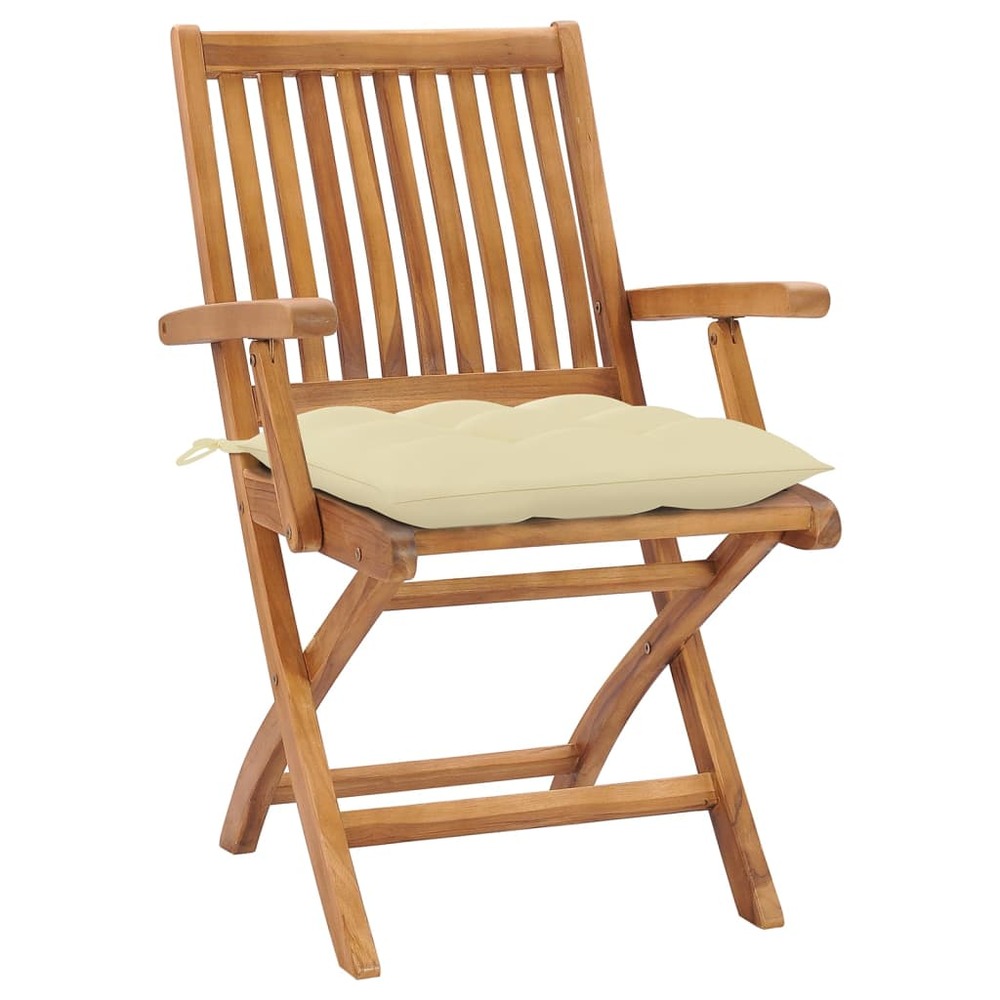 Chaises pliables de jardin avec coussins lot de 4 teck solide